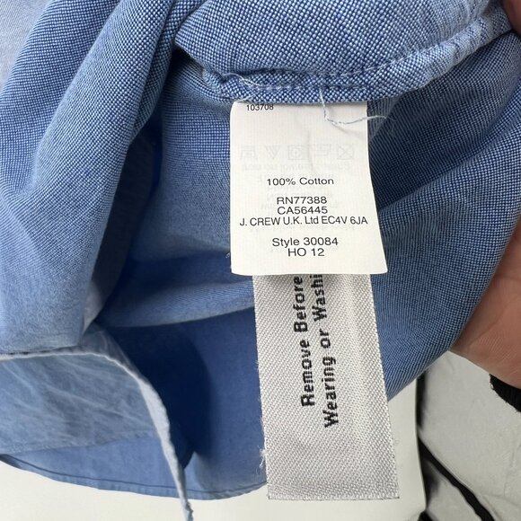 J. Crew chambray color block blue "boy" button front classic preppy shirt top 8 - Picture 5 of 8